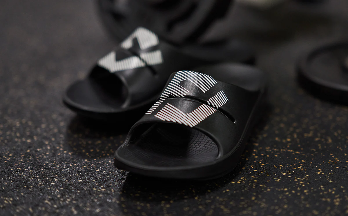 FJ X OOFOS Men's OOahh Sport Slide Sandal - Black 8 FJ X OOFOS Men's OOahh Sport Slide Sandal - Black